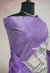 Sithara - Semi Tussar saree with gicha texture small embroidery - Purple with jute