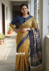Mustard Yellow - Shalini Fancy Kota Cotton with Prints - Best for Office Wear