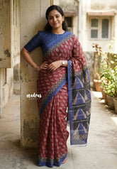 Brick Maroon - Shalini Fancy Kota Cotton with Prints - Best for Office Wear