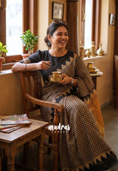 Pastel Brown - Shalini Fancy Kota Cotton with Checks - Best for Office Wear