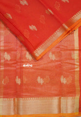 Dual Shade Sunset Orange - Shalini Banarasi Lightweight Kota Silk Saree with Zari Border - Best for Wedding Functions