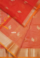 Dual Shade Sunset Orange - Shalini Banarasi Lightweight Kota Silk Saree with Zari Border - Best for Wedding Functions