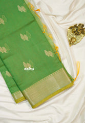 Dual Shade Fresh Green - Shalini Banarasi Lightweight Kota Silk Saree with Zari Border - Best for Wedding Functions