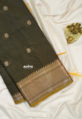 Midnight Pine Green - Shalini Banarasi Lightweight Kota Silk Saree with Zari Border - Best for Wedding Functions
