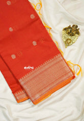 Dual Shade Orange - Shalini Banarasi Lightweight Kota Silk Saree with Zari Border - Best for Wedding Functions
