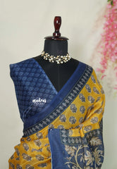 Mustard Yellow - Shalini Fancy Kota Cotton with Prints - Best for Office Wear