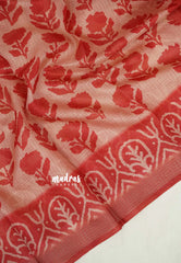 Peach Red - Shalini Fancy Kota Cotton with Prints - Best for Office Wear