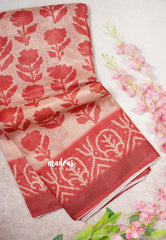 Peach Red - Shalini Fancy Kota Cotton with Prints - Best for Office Wear