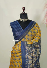 Mustard Yellow - Shalini Fancy Kota Cotton with Prints - Best for Office Wear
