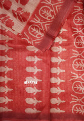 Peach Red - Shalini Fancy Kota Cotton with Prints - Best for Office Wear