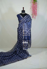 Indigo Blue - Shalini Fancy Kota Cotton with Florla Prints - Best for Office Wear