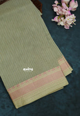 Olive Grey - Shalini Plain Kota Silk Saree with Thread Weaving Border - Perfect for Office Wear