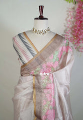 Taupe Beige - Shalini Premium Kota Silk Saree with Floral Border - Best for Small Functions | Casual Wear
