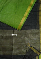 Fresh green with Black - Shalini Premium kota silk with small border contrast pallu and blouse