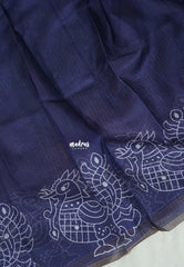 Midnight Blue - Shalini Premium Kota Silk Saree with Peacock Printed Border - Best for Office Wear | Casual Wear