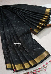 Bold Black - Shalini Premium kota silk embroidery with small border