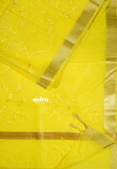 Lemon Luxe Yellow - Shalini Premium kota silk embroidery with small border