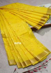 Lemon Luxe Yellow - Shalini Premium kota silk embroidery with small border