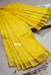 Lemon Luxe Yellow - Shalini Premium kota silk embroidery with small border