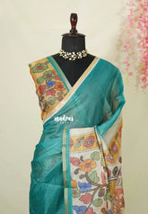 Peacock Green - Shalini Premium Kota Silk with Kalamkari Pallu and Blouse - Best for Small Functions