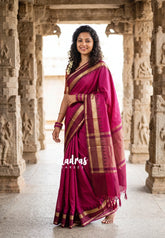 (PRE-BOOKING) Beet Pink - Sico Gadwal Semi Silk Muthukattam with Traditonal Border - Best for Wedding Functions
