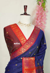 Navy Blue - Sico Gadwal semi silk Saree with Double Mayil Border - Best for Wedding Functions