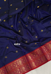 Navy Blue - Sico Gadwal semi silk Saree with Double Mayil Border - Best for Wedding Functions