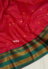 Reddish Pink - Sico Gadwal semi silk with Rettapet Rudraksham Border - Best for Wedding Functions