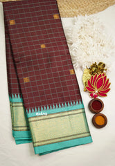 Sico Gadwal checks Dark winered - Madras Sarees