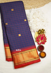Sico Gadwal checks Navy blue - Madras Sarees