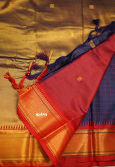 Sico Gadwal checks Navy blue - Madras Sarees