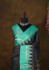 (PRE-BOOKING) Wine brown - Sico Gadwal checks with Rudraksham and Temple Border - Perfect for Wedding Functions