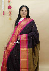 Sico Gadwal checks Black with pink border