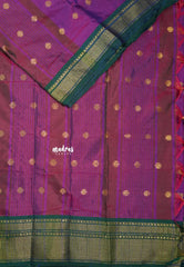 Dual shade Purple with green border - Sico Gadwal semi silk
