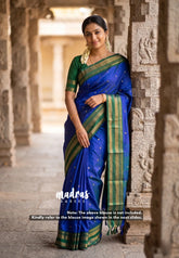 MS Amma Blue - Sico Gadwal Rettapet Border with Buttas - Best for Wedding Functions