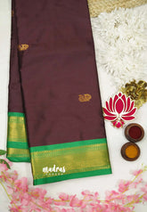 Sico Gadwal brown with green border - Madras Sarees