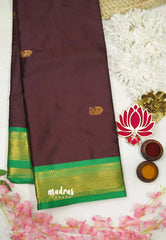 Sico Gadwal brown with green border - Madras Sarees