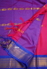 Sico Gadwal pink with blue - Madras Sarees