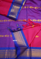 Sico Gadwal pink with blue - Madras Sarees