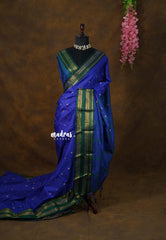 MS Amma Blue - Sico Gadwal Rettapet Border with Buttas - Best for Wedding Functions