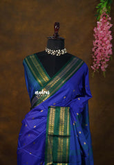 MS Amma Blue - Sico Gadwal Rettapet Border with Buttas - Best for Wedding Functions