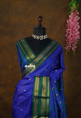 MS Amma Blue - Sico Gadwal Rettapet Border with Buttas - Best for Wedding Functions