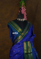 MS Amma Blue - Sico Gadwal Rettapet Border with Buttas - Best for Wedding Functions
