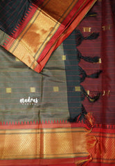 Sico Gadwal checks black with red border - Madras Sarees