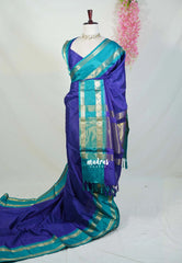 Violet Blue - Sico Gadwal Semi Silk Muthukattam with Mango Border - Best for Small Functions