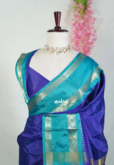 Violet Blue - Sico Gadwal Semi Silk Muthukattam with Mango Border - Best for Small Functions