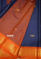 Sico Gadwal Navy blue with orange border - Madras Sarees