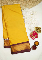 Sico Gadwal golden yellow with maroon border - Madras Sarees