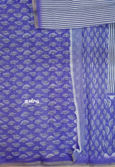 Lavender Purple - Silk Linen saree with Stripes in Body