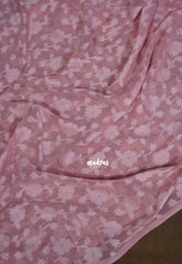 Antique Blush Pink - Soft and Breezy Silky Georgette with Flower Weaving and Hakoba Blouse - Best for Office Wear